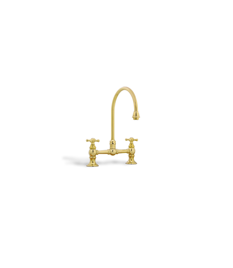 Victorian Two Hole Mixer Tap - Gold Modern Classic Design - Home'Society