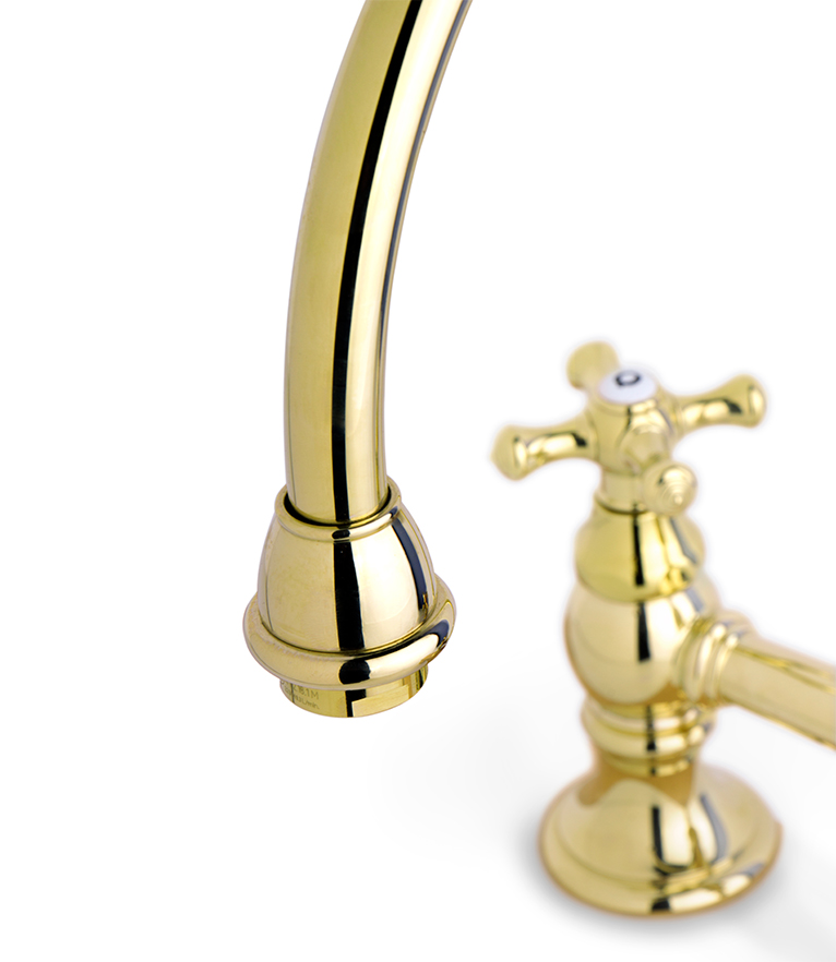 Victorian Two Hole Mixer Tap - Gold Modern Classic Design - Home'Society