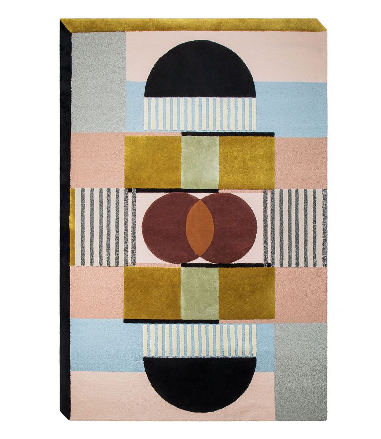 Isaac Area Rug - With Natural Wool and Silk and Geometric Pattern - Home'Society