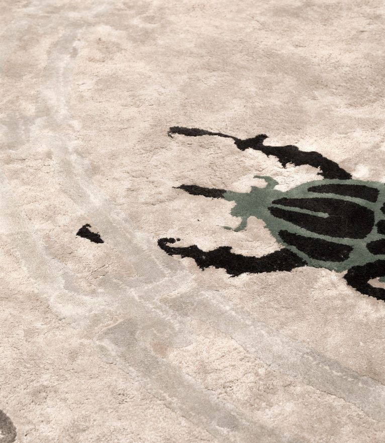 Golden Bugs Area Rug - 100% Handmade with Botanical Silk and Wool - Home'Society