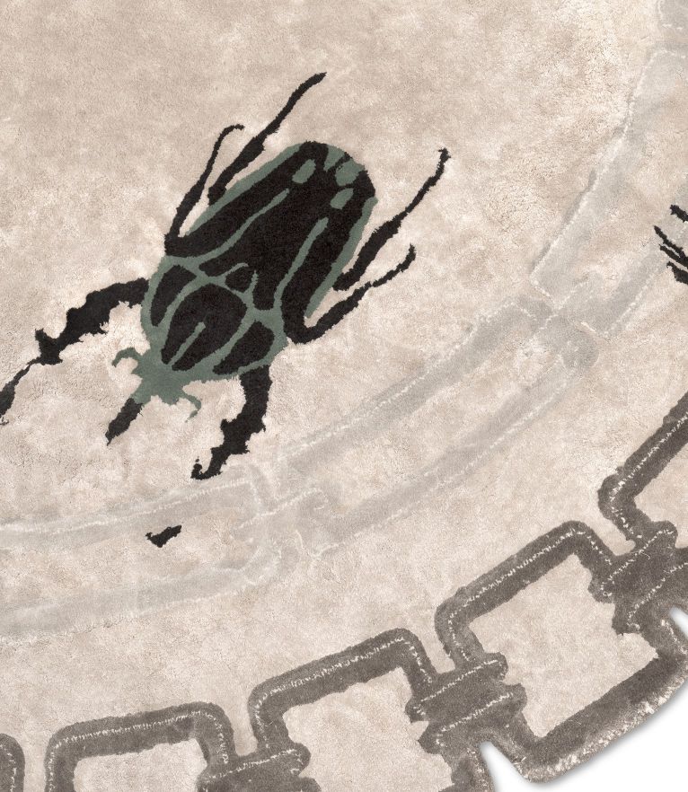 Golden Bugs Area Rug - 100% Handmade with Botanical Silk and Wool - Home'Society