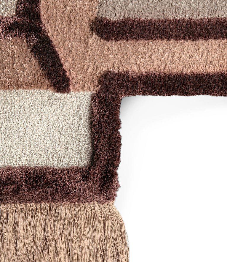 Lucy Area Rug - In Natural Wool & Botanical Silk With Fringes - Home'Society