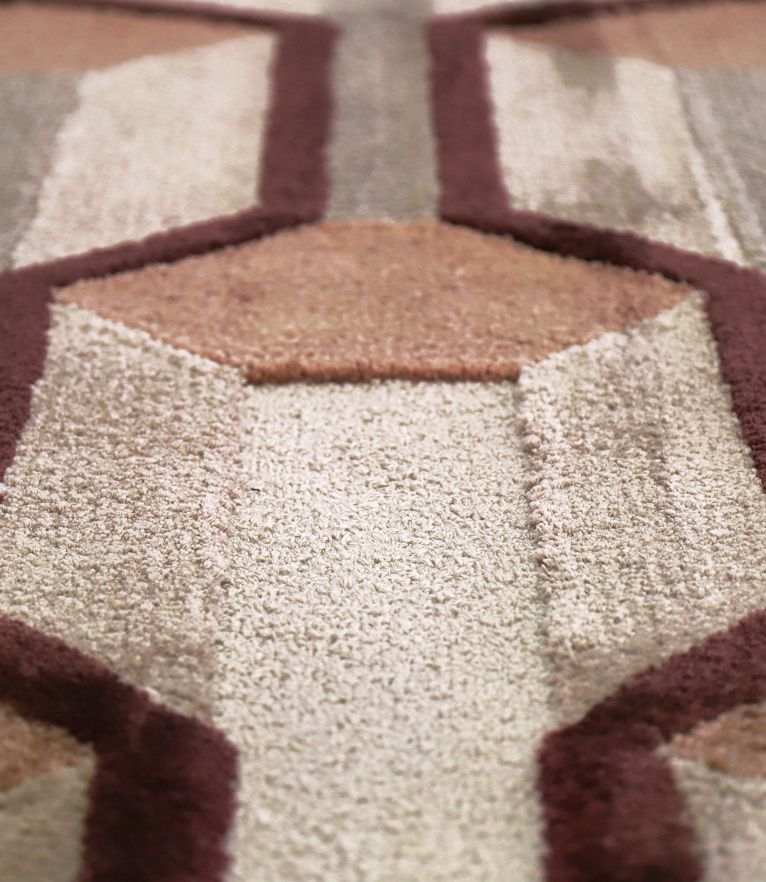 Lucy Area Rug - In Natural Wool & Botanical Silk With Fringes - Home'Society