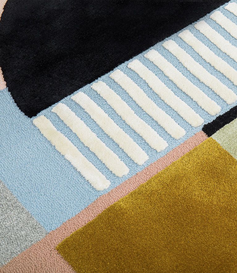 Isaac Area Rug - With Natural Wool and Silk and Geometric Pattern - Home'Society