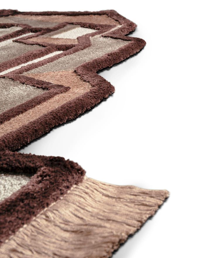 Lucy Area Rug - In Natural Wool & Botanical Silk With Fringes - Home'Society