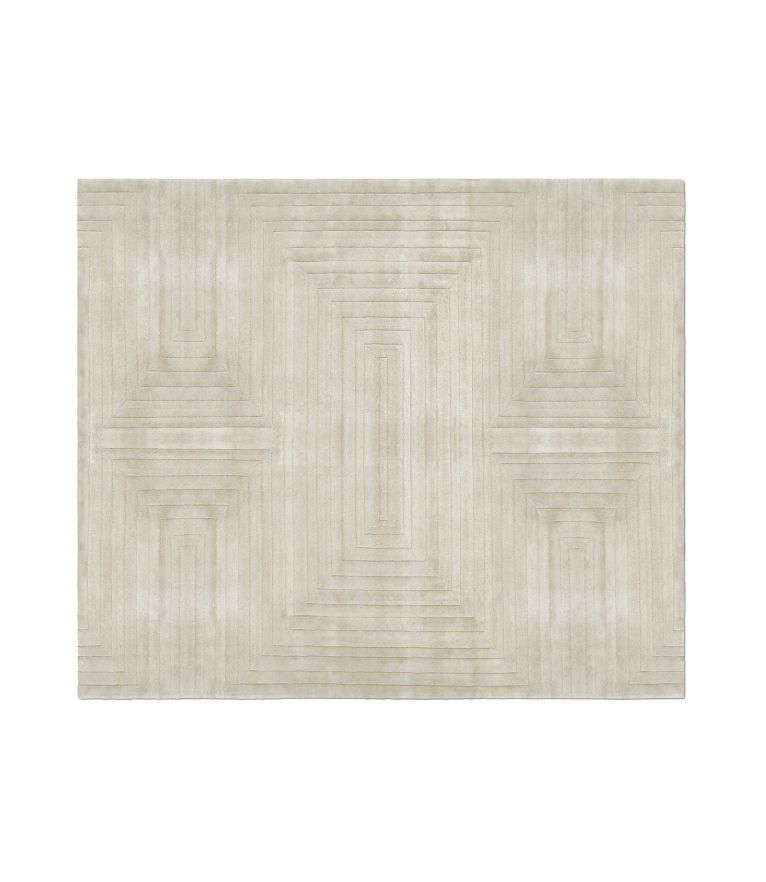 White Garden Area Rug - In Neutral Tones With Wool & Silk - Home'Society