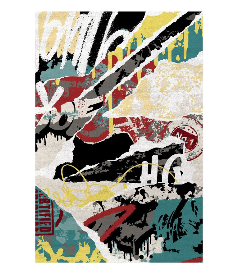 Graffitified II Area Rug - Hand-Tufted In Botanical Silk With Urban Art Inspirations - Home'Society