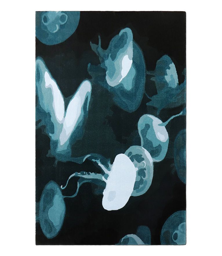 Medusa Area Rug - Blue and White Modern Sea Inspired Design - Home'Society