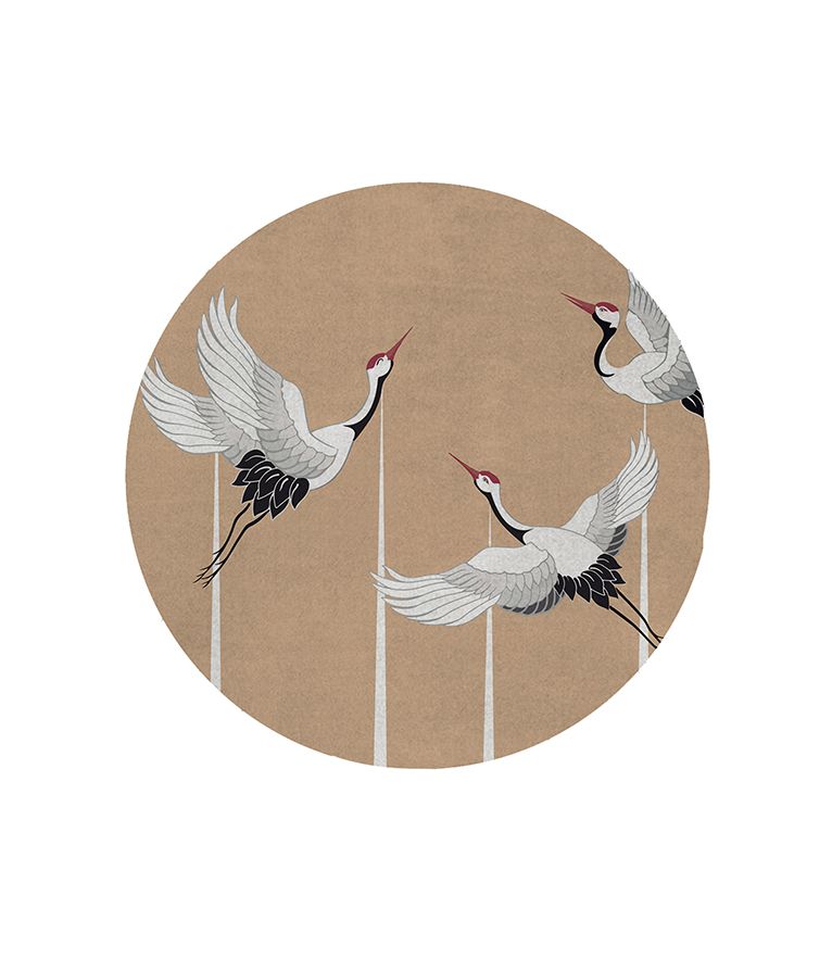 Heron Round Rug - Nude with Botanical Silk - Home'Society