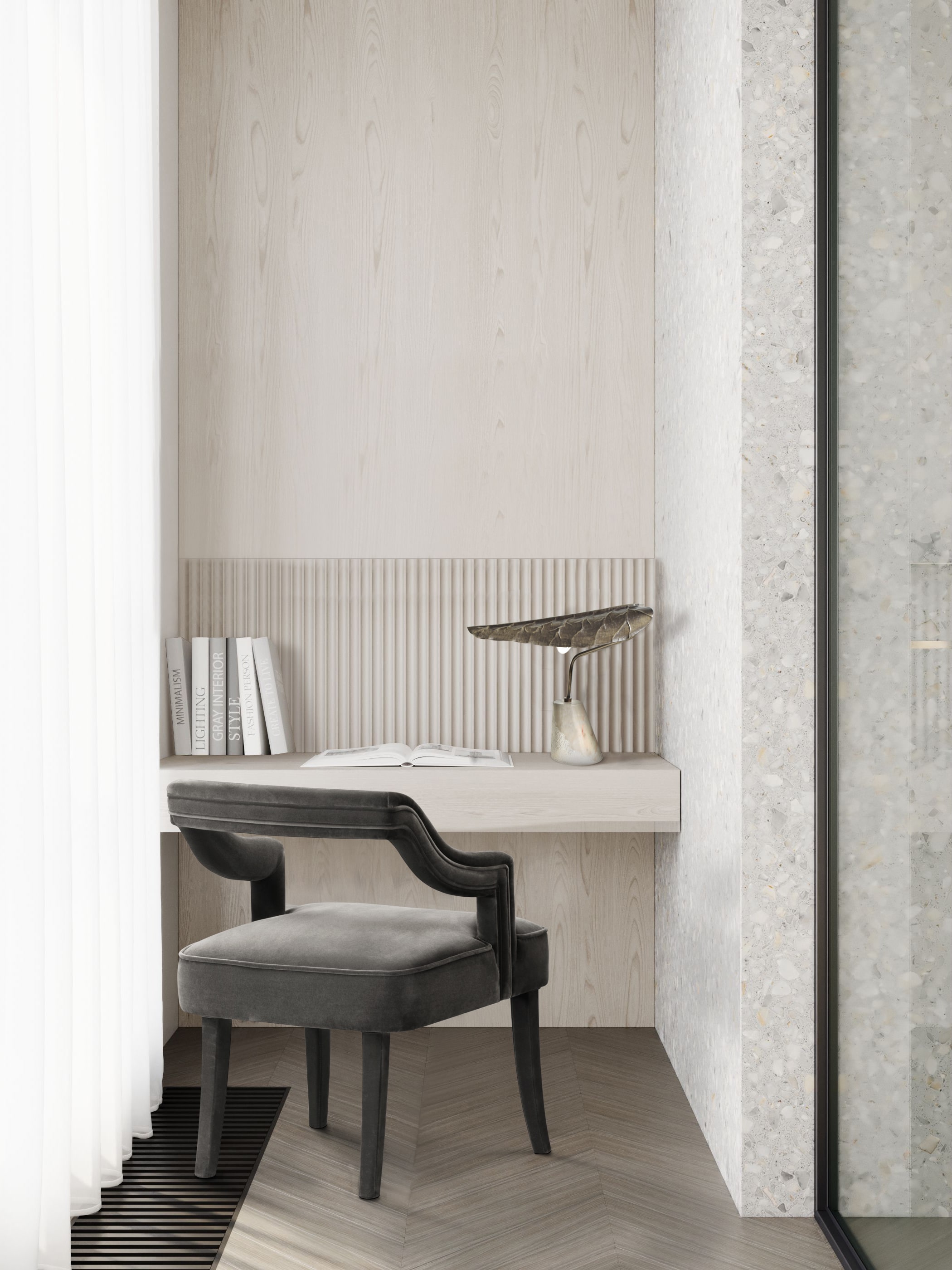 Modern Home Office Design With A Fully Upholstered Velvet Dining Chair - Home'Society