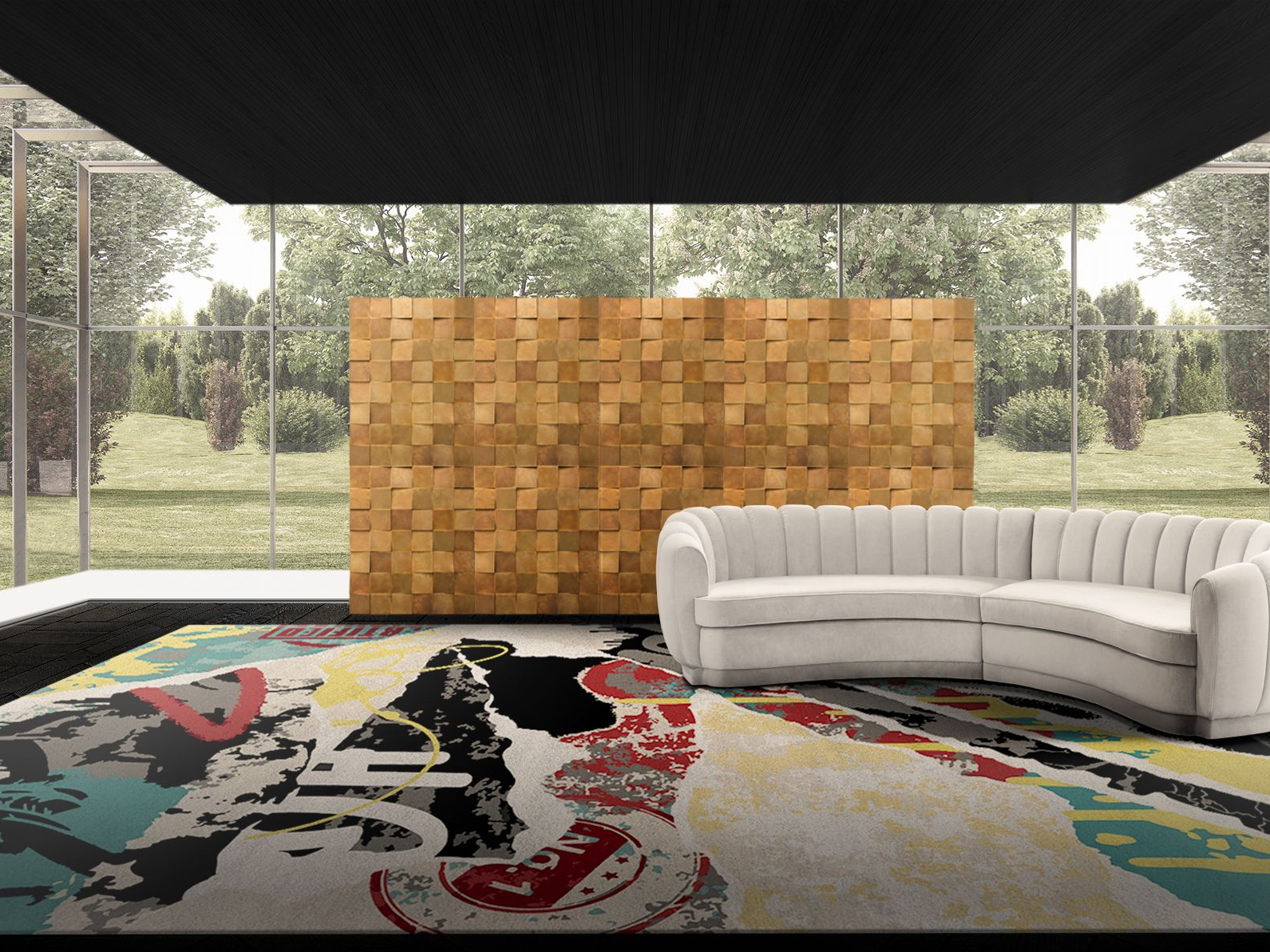 Living Room Decor With A Contemporary Rug - Home'Society