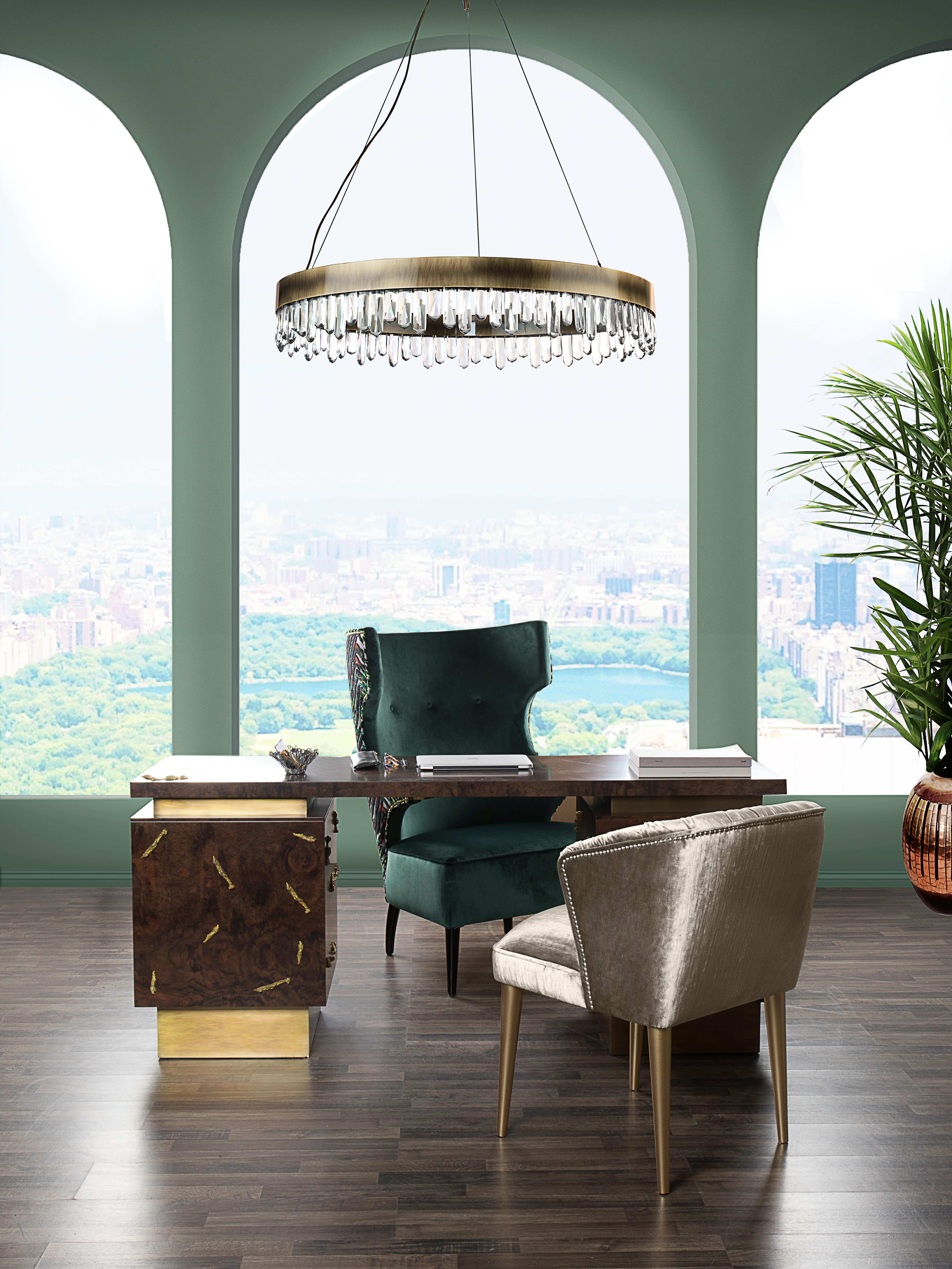 Modern Home Office With Polished Brass Details - Home'Society