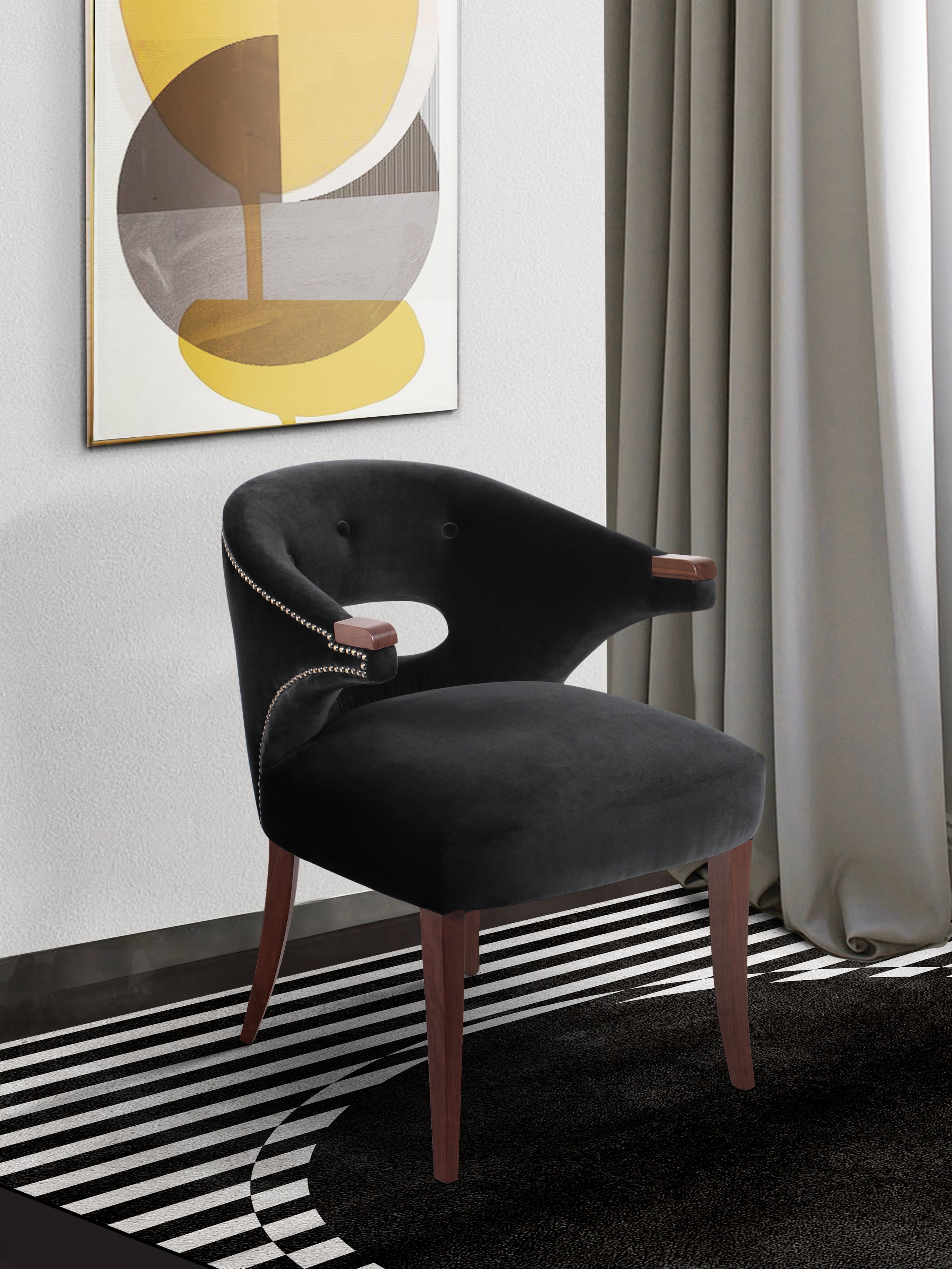 Beautiful Living Room Design With Black Chairs - Home'Society