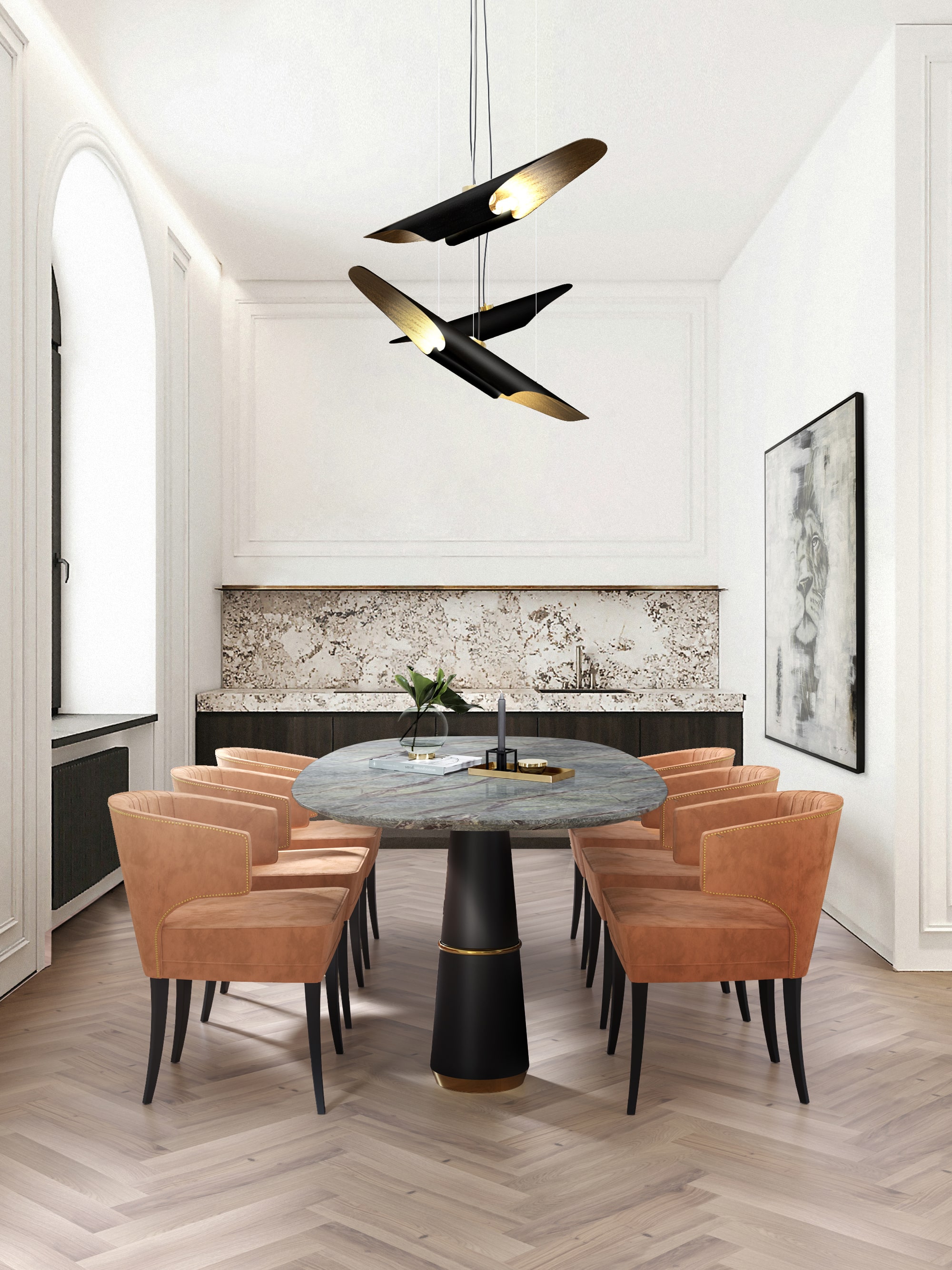 Modern Decor for Living Room With Orange Velvet Dining Chair - Home'Society