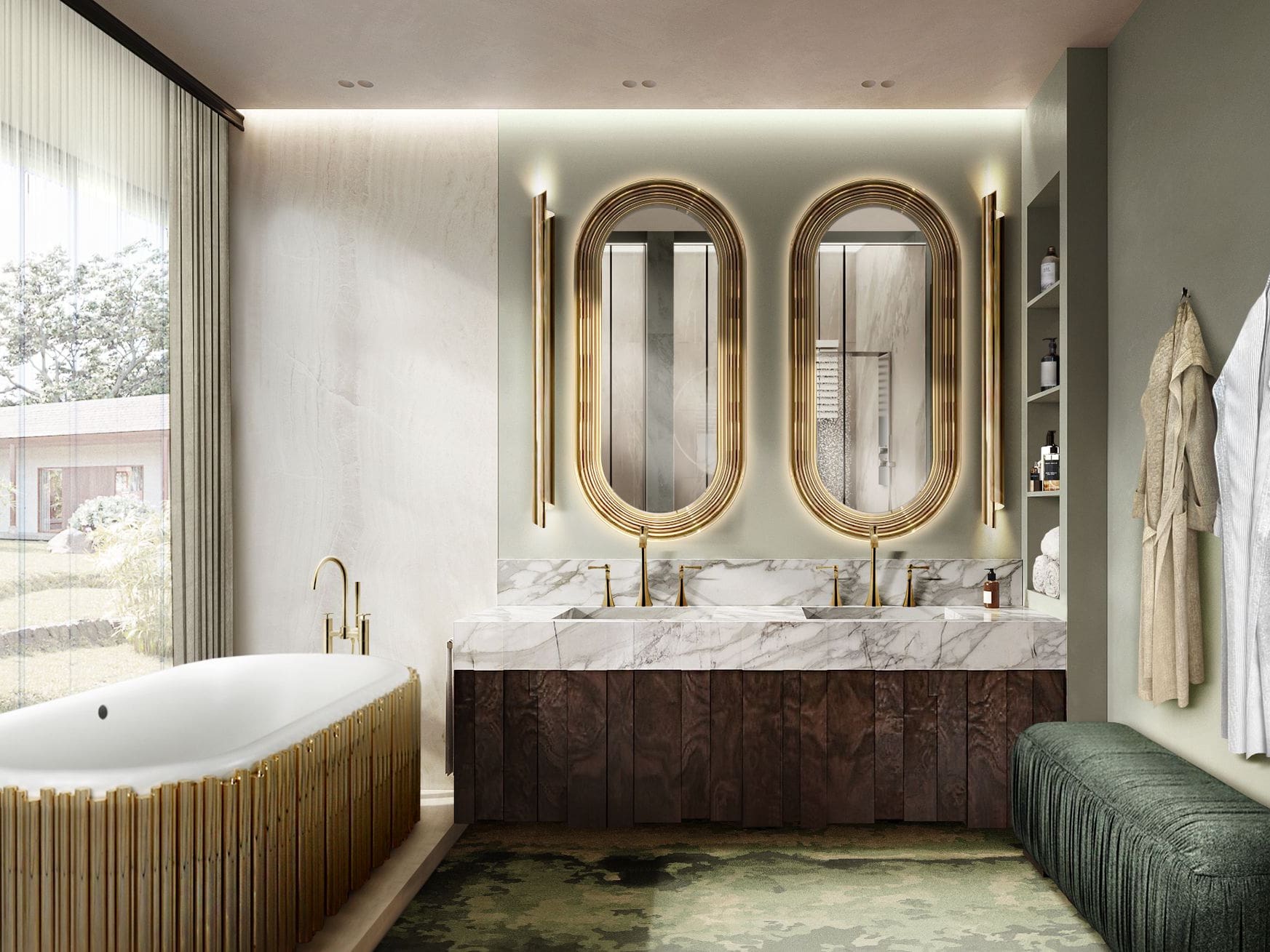 Luxury Bathroom Design Made Of Gold-Plated Brass - Home'Society