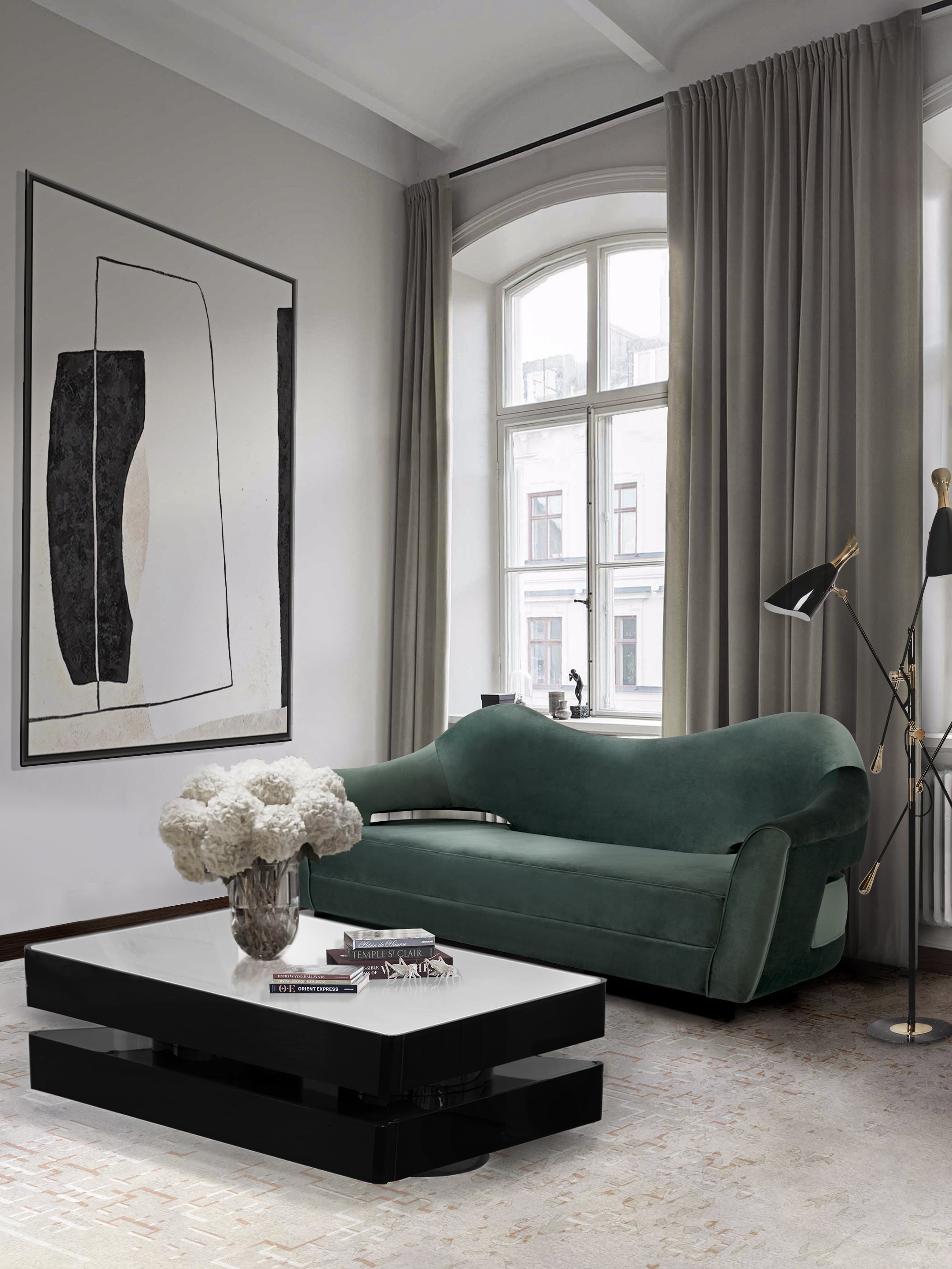 Soft Living Room Design With Unique Coffee Table - Home'Society