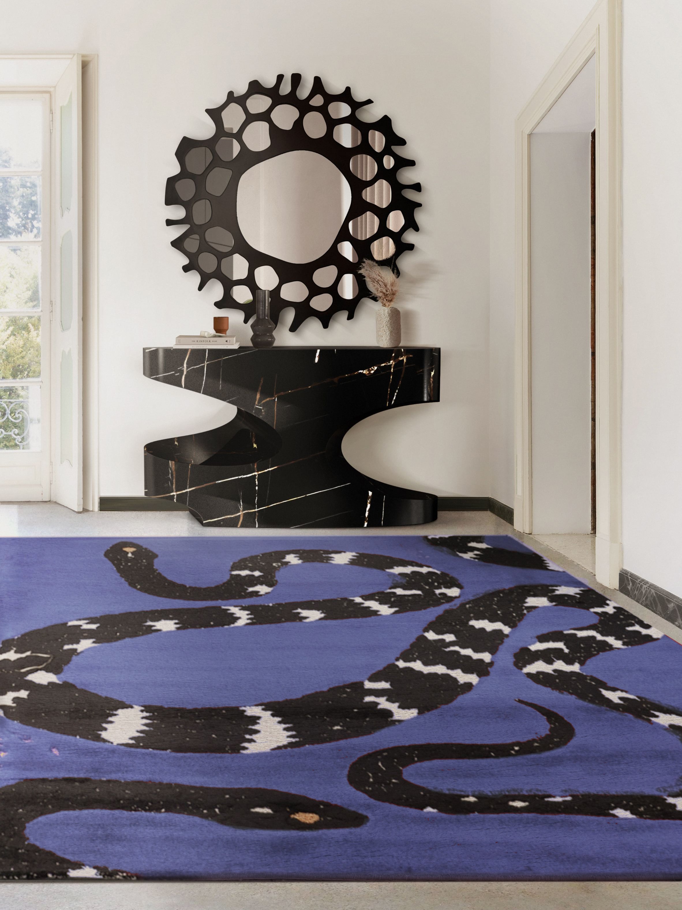 Modern Hallway With Purple Animal Inspired Rug - Home'Society