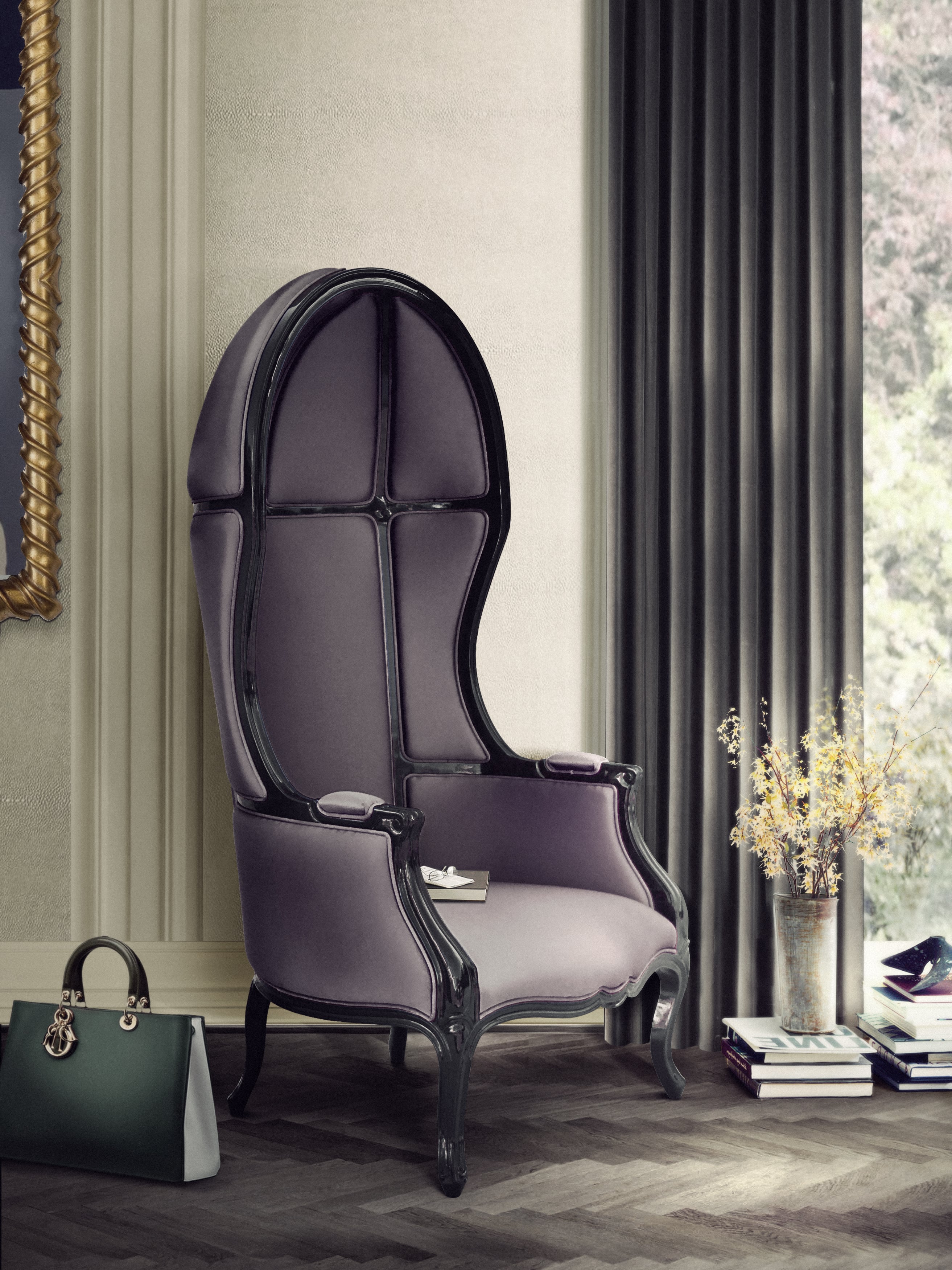Reading Corner With Modern Classic Purple Armchair - Home'Society