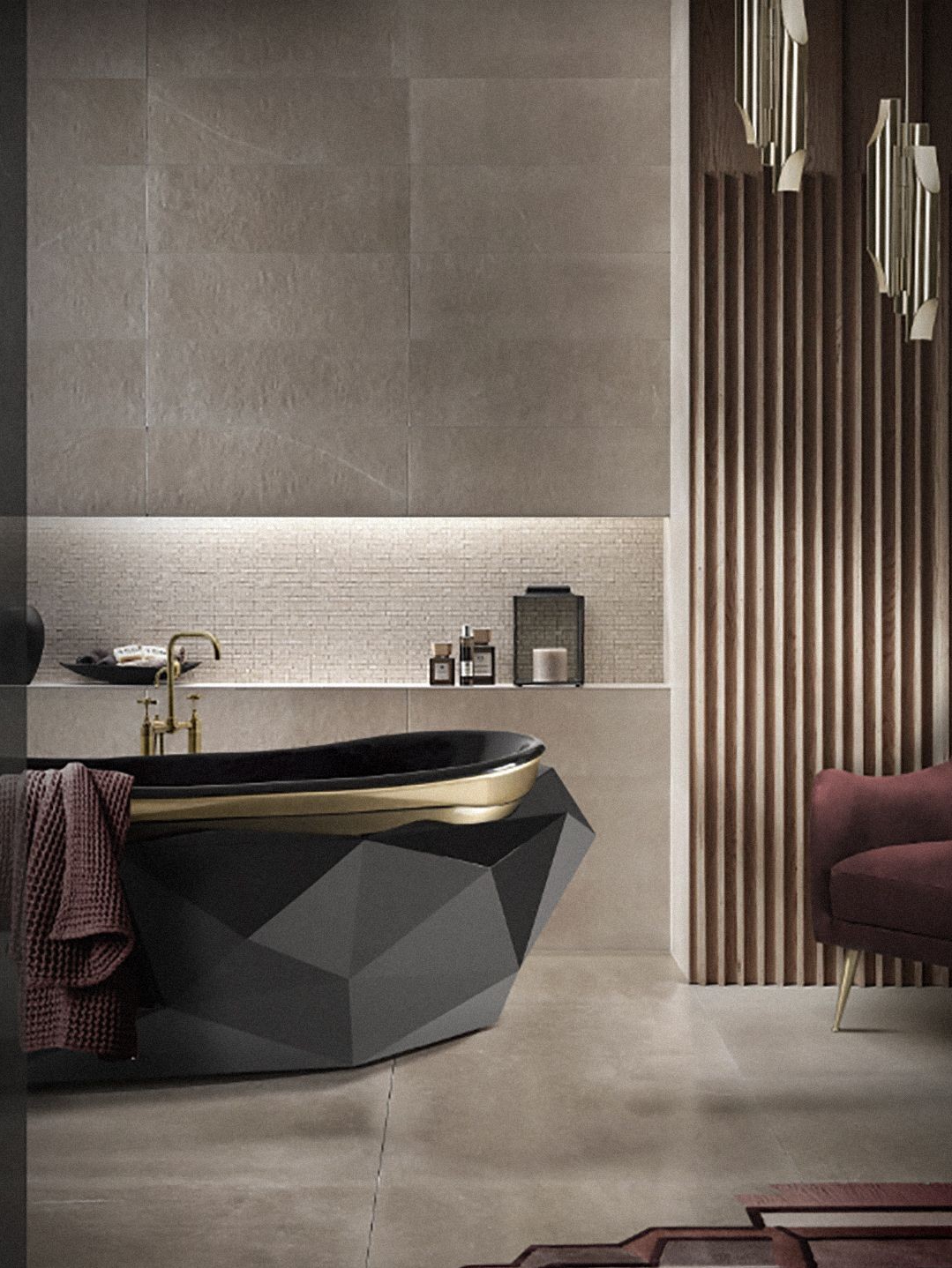 Spa-like Master Bathroom With Diamond Shaped Bathtub - Home'Society