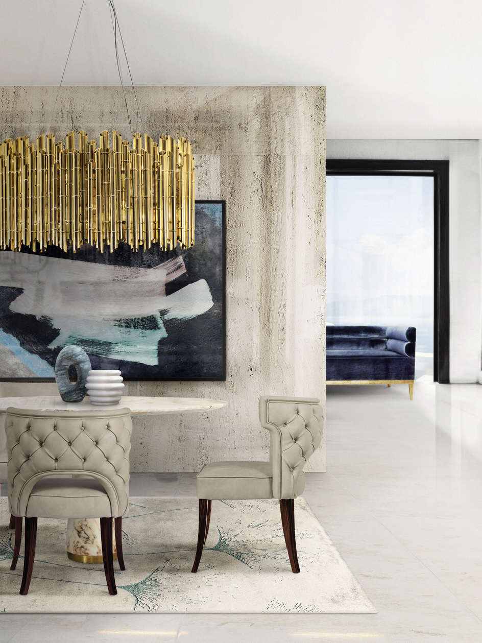 Memorable and Vibrant Modern Dining Room Decor with Velvet Upholstered Dining Chair - Home'Society