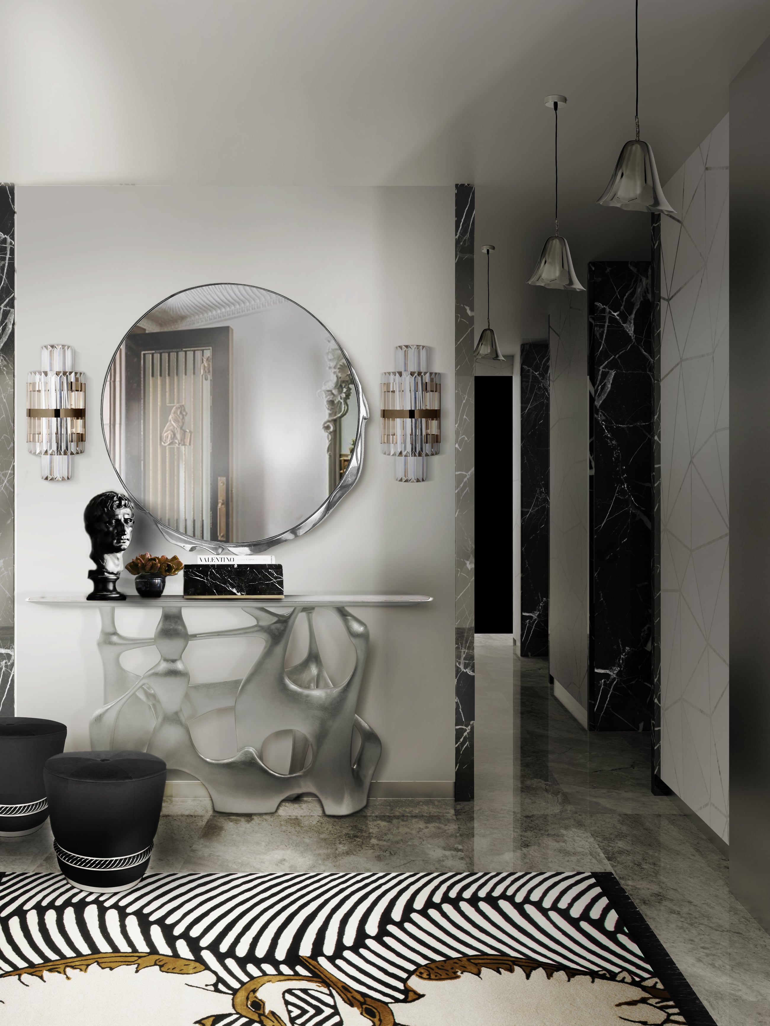 The Most Sophisticated And Stunning Black And White Hallway Set - Home'Society