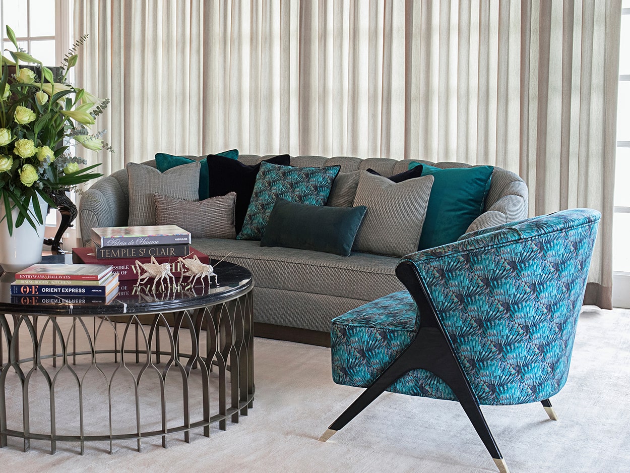Grey And Blue Living Room With Mecca Coffee Table - Home'Society