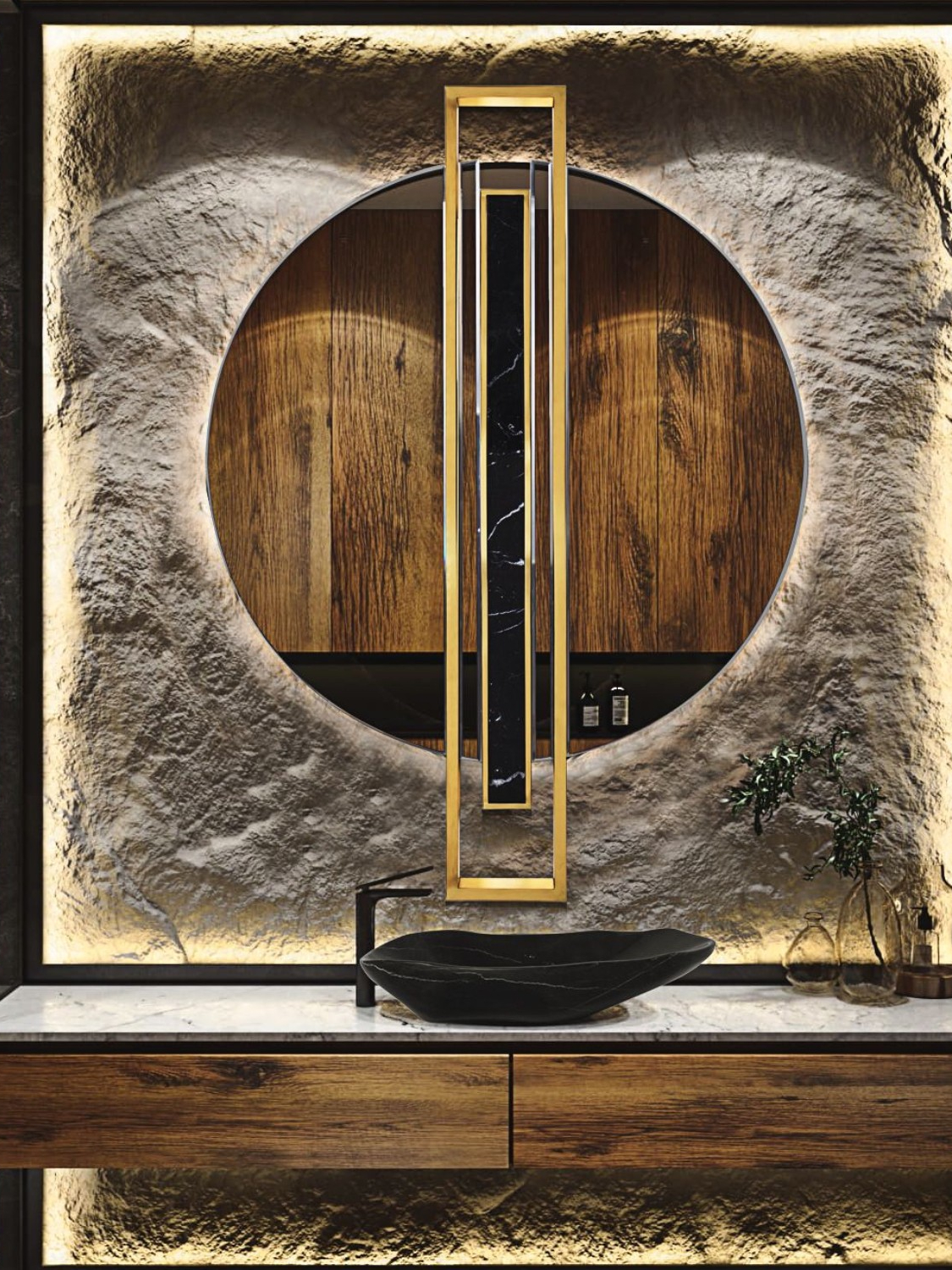 Luxurious Bathroom With Black Marble Sink - Home'Society