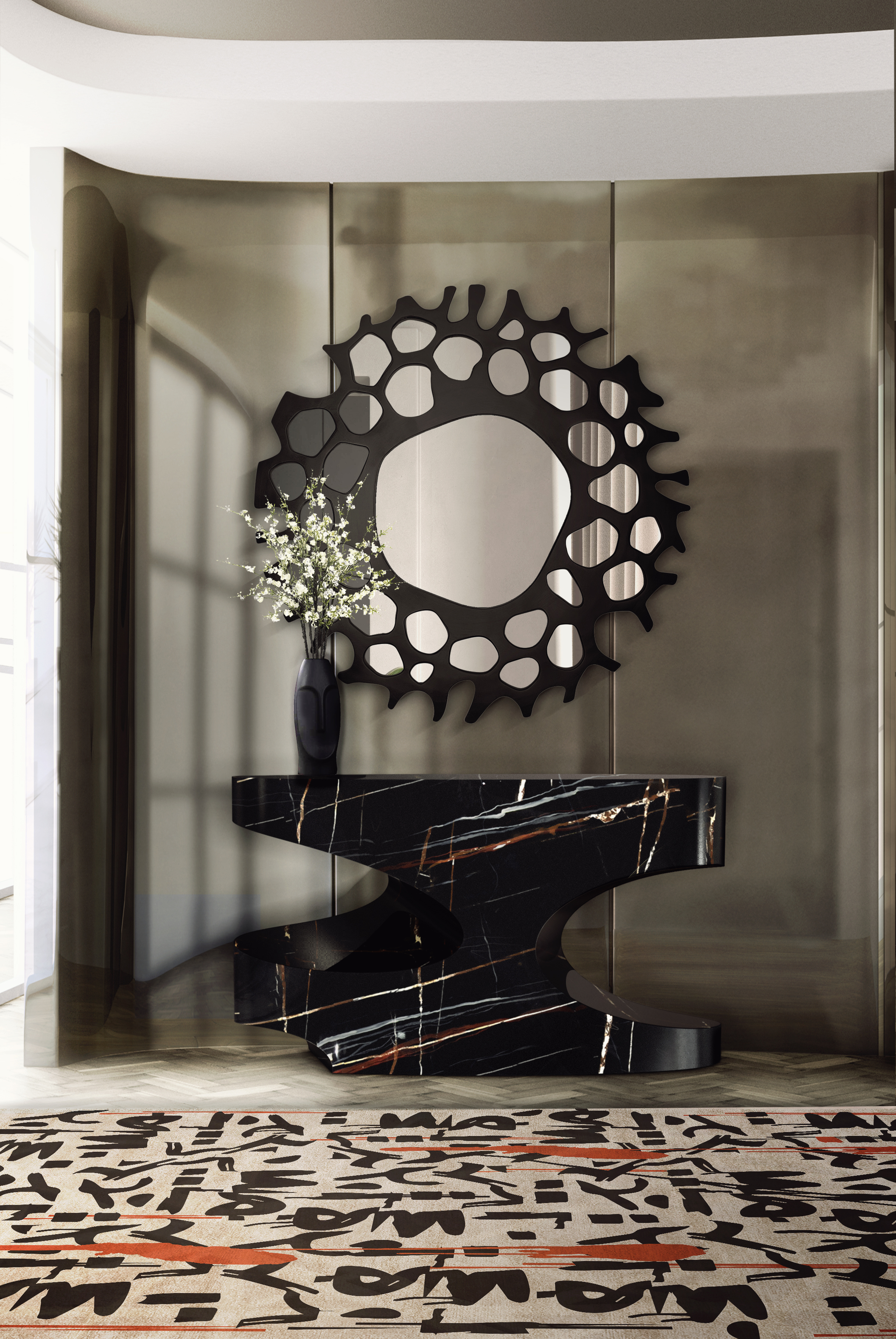 Reflective Beauty: A Minimalist Hallway Space with a Touch of Elegance, Style and Simplicity - Home'Society