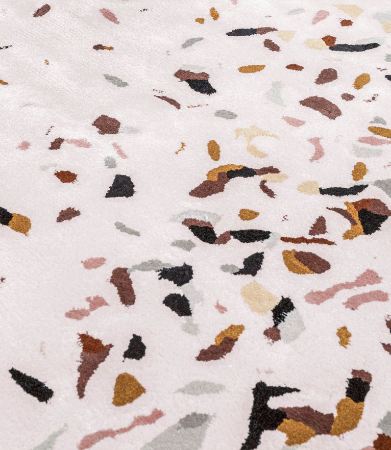 Terrazzo Area Rug - Neutral Modern in Botanical Silk Design - Home'Society