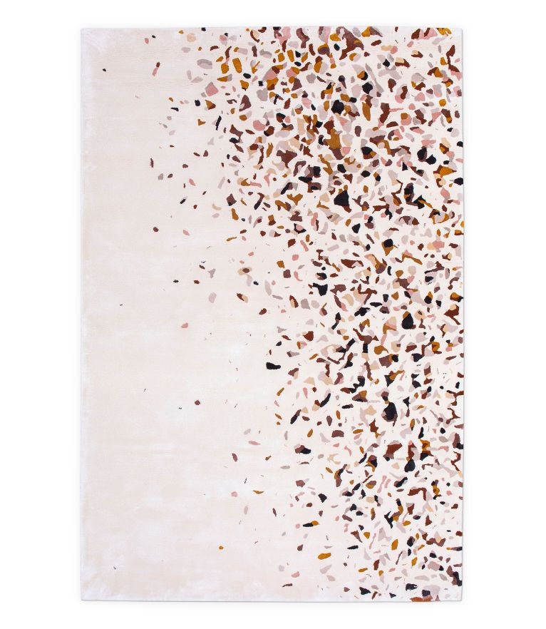 Terrazzo Area Rug - Neutral Modern in Botanical Silk Design - Home'Society