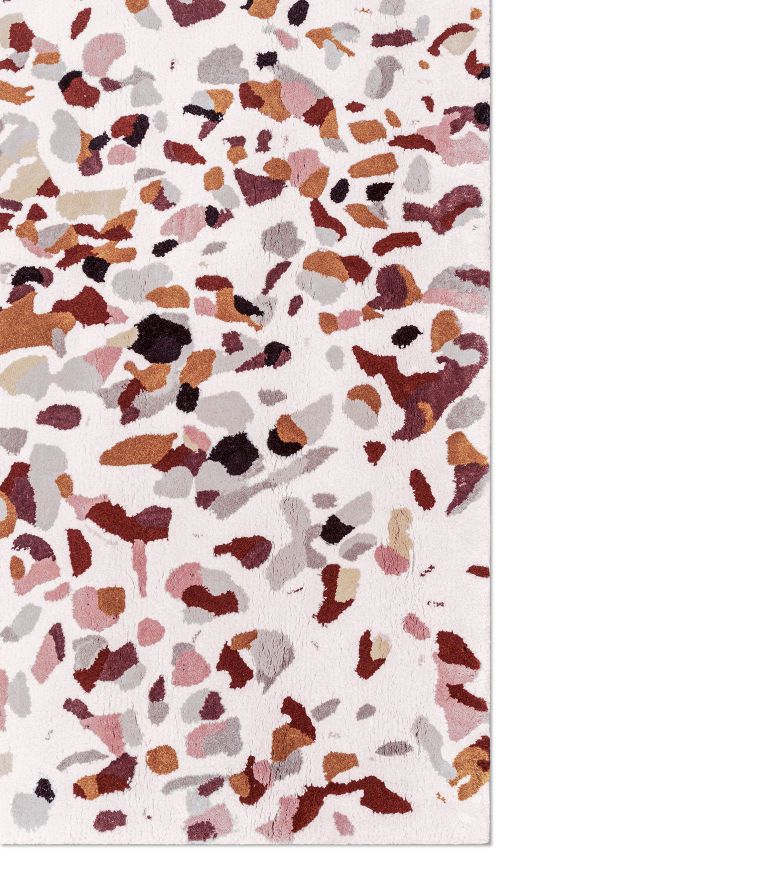 Terrazzo Area Rug - Neutral Modern in Botanical Silk Design - Home'Society