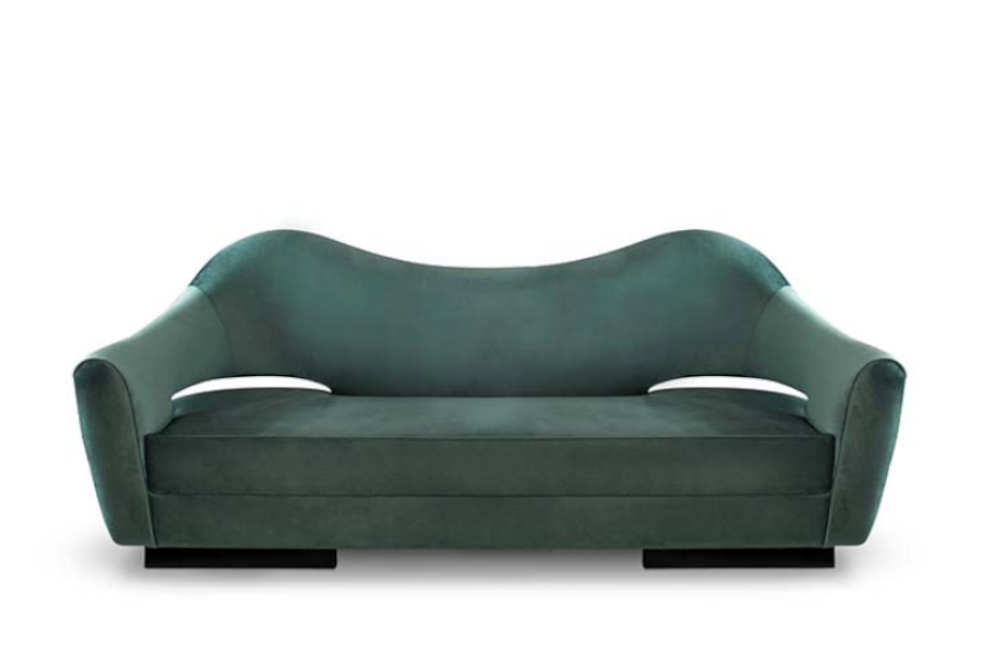 Nau Lounge Velvet Sofa with Ash Wood Legs Modern Midcentury Design