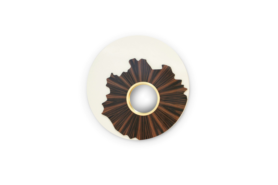 Iris Mirror - High Gloss Lacquer And Palisander Veneer Leaf