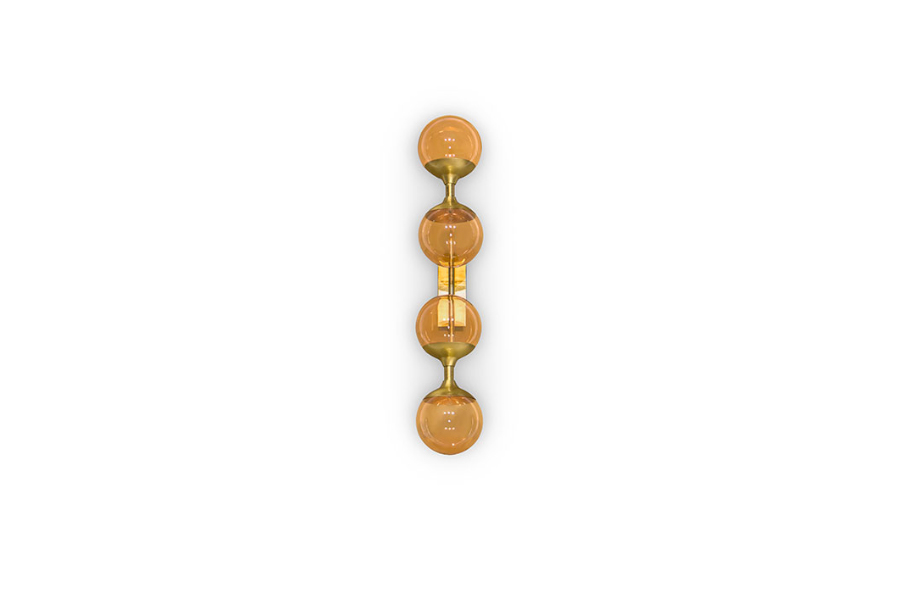 Syrad Wall Light Made In Brushed Brass With Globes In Bronze Glass