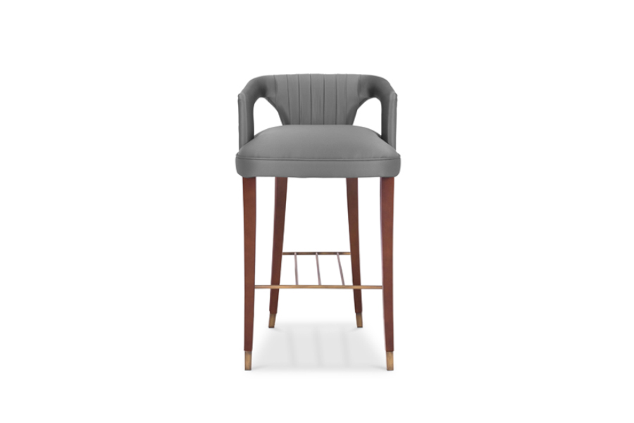 Karoo Satin Upholstered Bar Chair with Ash Wood Legs Modern Contemporary