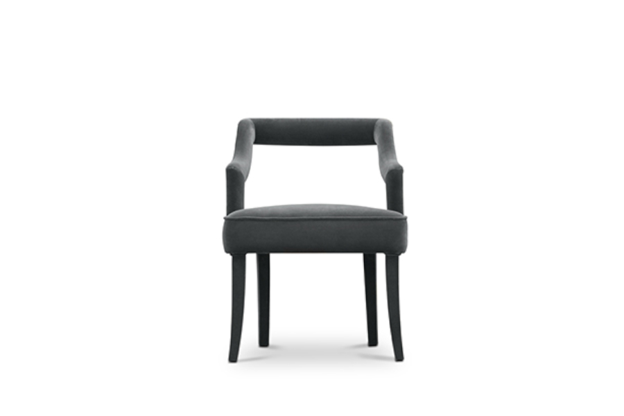 Oka Fully Velvet Upholstered Dining Chair Modern Contemporary  Design