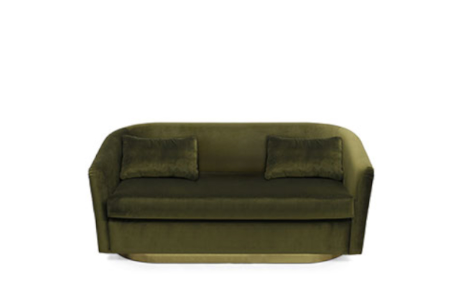 Earth 2 Seat Sofa - Upholstered In Velvet with the Back in Hammered Brass