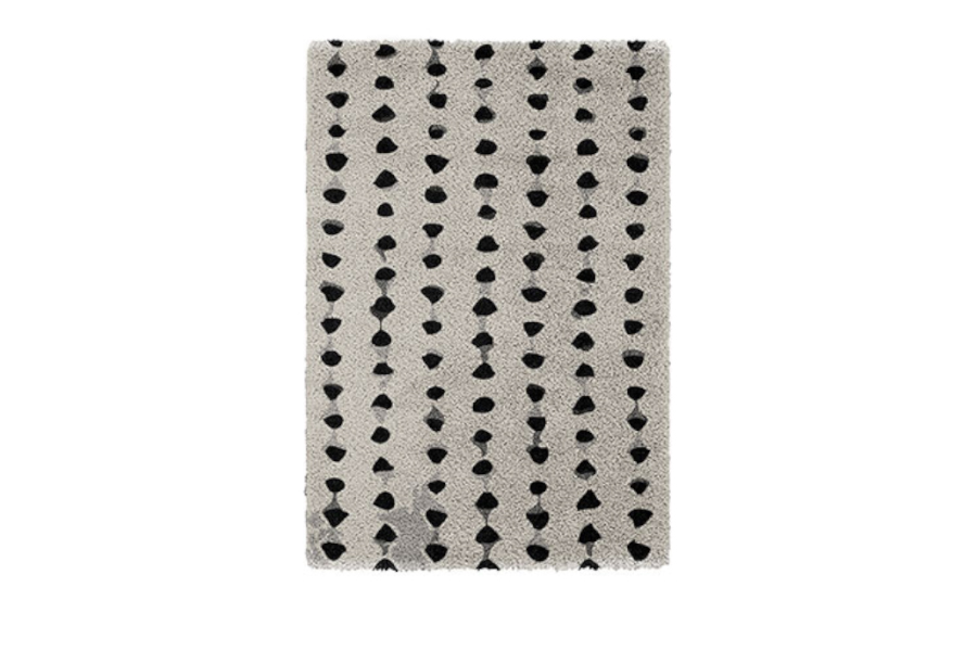 Mursi Rectangular Tencel Rug With Black Spots Hand-tufted Modern  Design