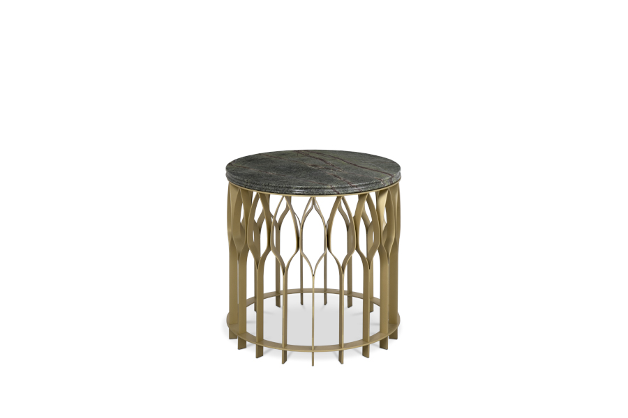 Mecca II Round Marble Tabletop with Brass Base Side Table Modern Design