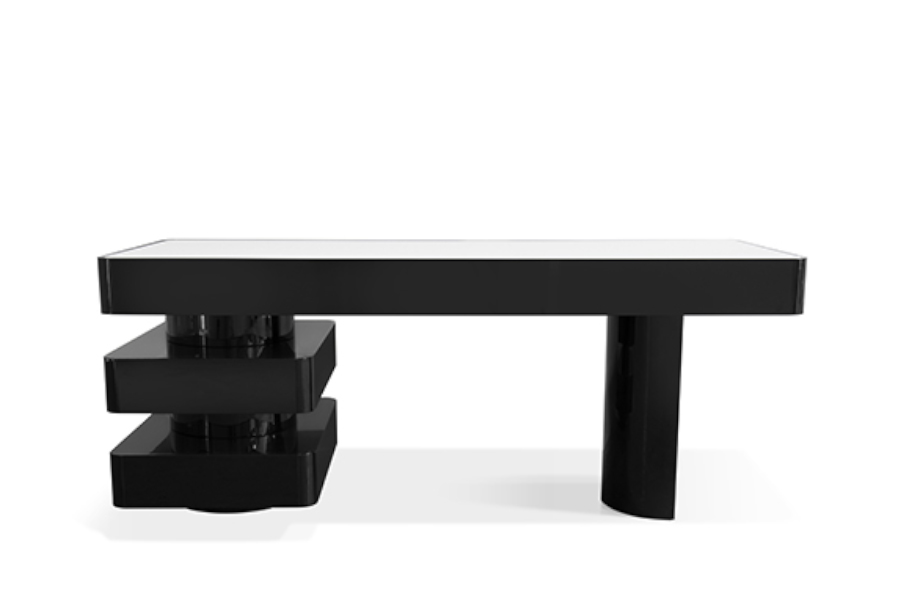 Shinto II Desk In Gloss Black Lacquer For A Modern Home Office Decor