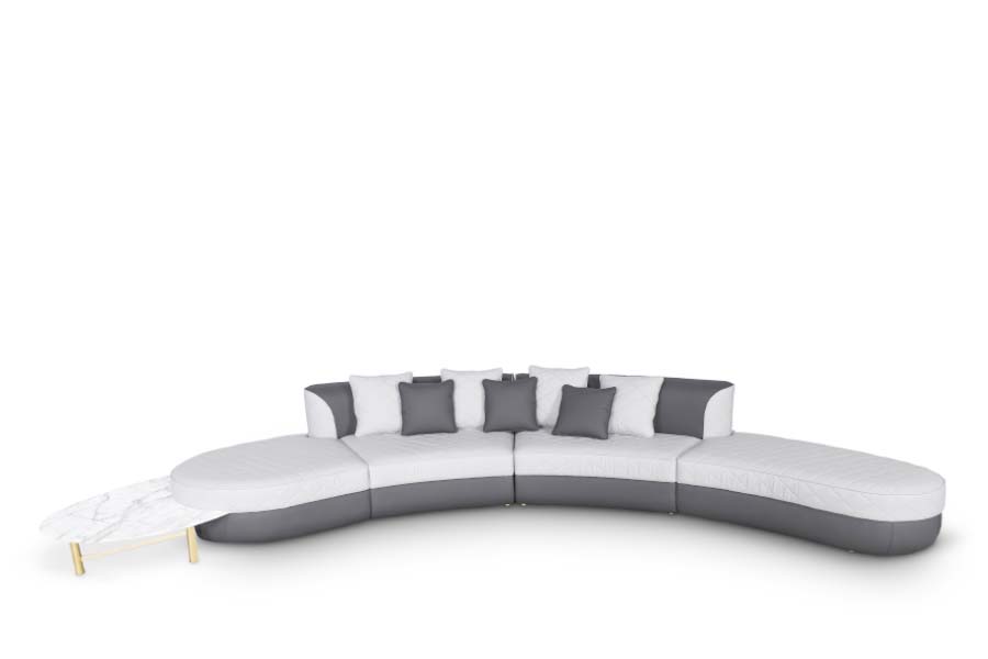 Senzu Sofa - Upholstered In Leather With A Marble Side Table