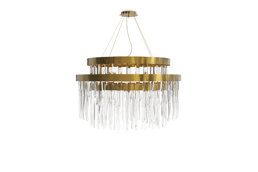 Babel Chandelier With Round Gold-Plated Brass
