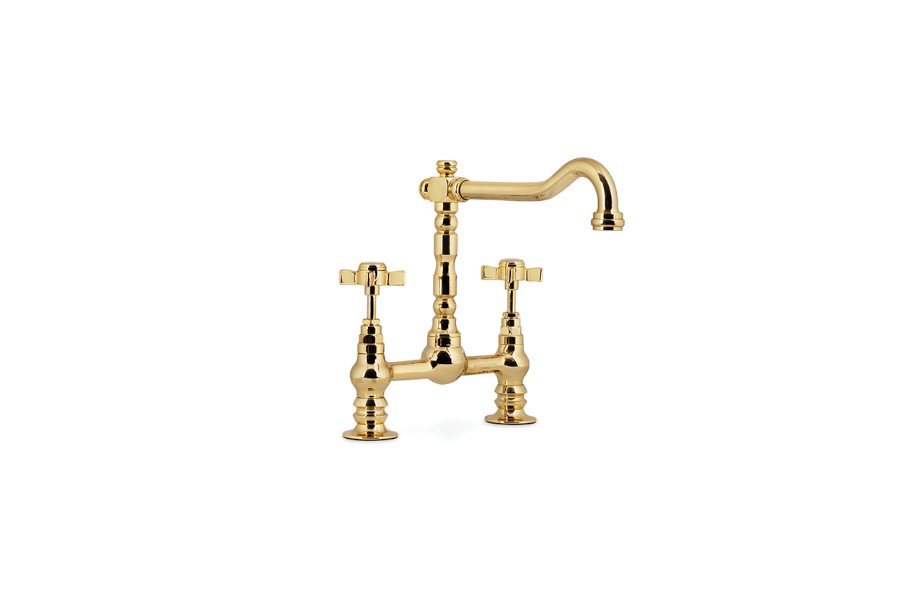 Bourgeois Two Hole Mixer Tap In Gold-Plated Brass Timeless Design