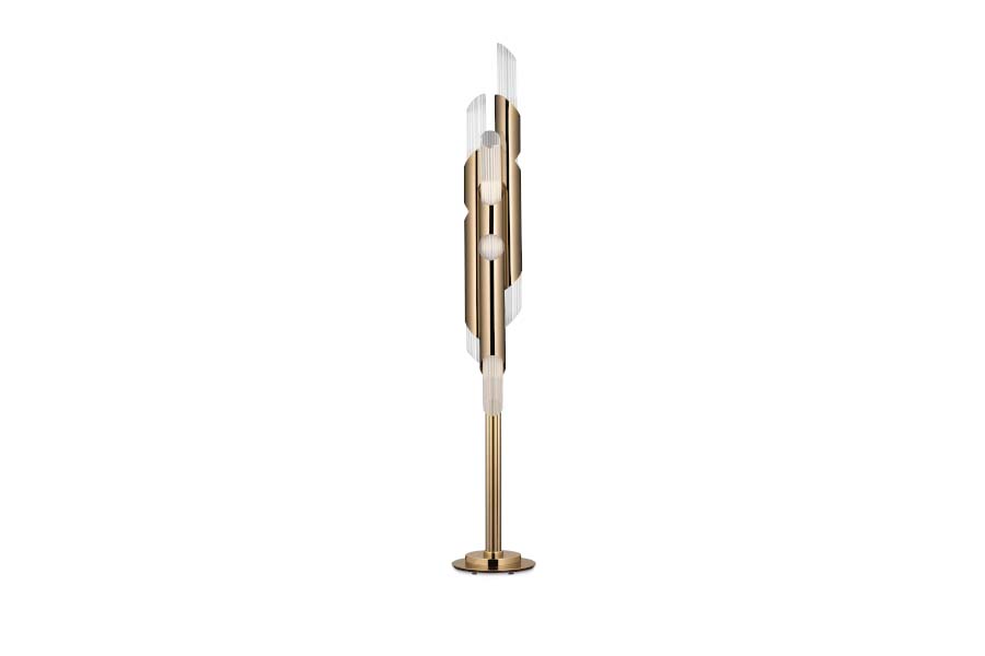 Draycott Floor Lamp - Structured In Brass For A Contemporary Home Design