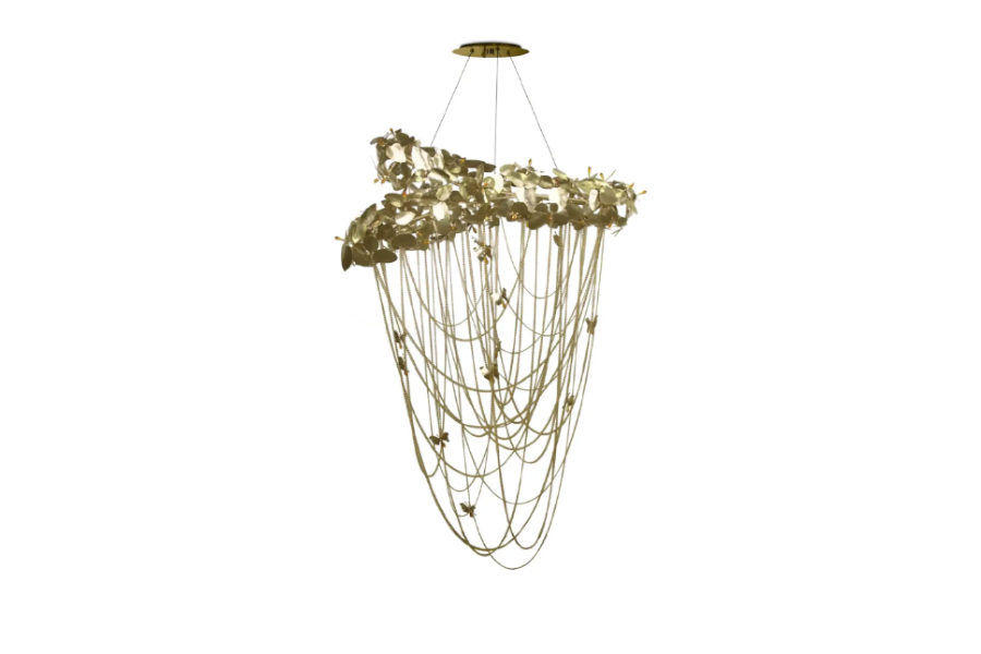 McQueen Chandelier - Structure in Hammered Brass In Your Living Room Design