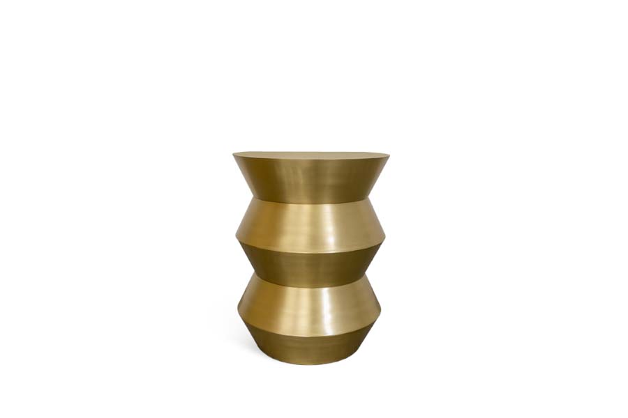 Ernest Side Table - In Aged Brass With A Geometrical Design