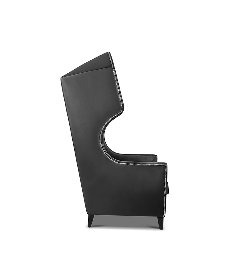 Journey Wingback Chair - Fully Upholstered In Synthetic Leather - Home'Society