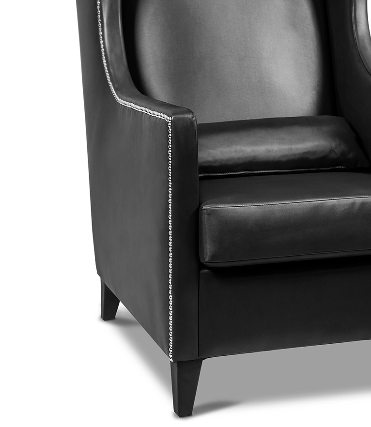 Journey Wingback Chair - Fully Upholstered In Synthetic Leather - Home'Society
