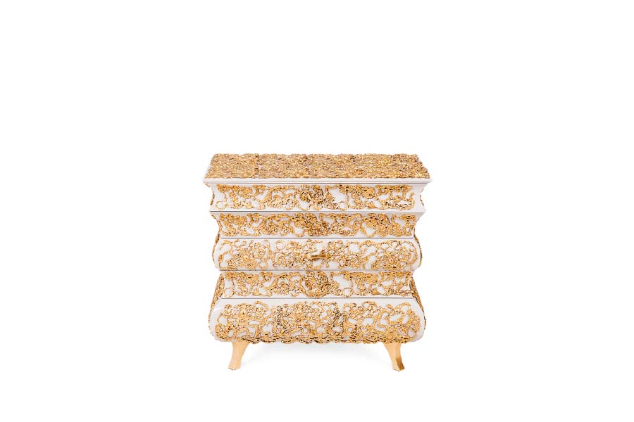 Crochet Nightstand With Gold Leaf Finish