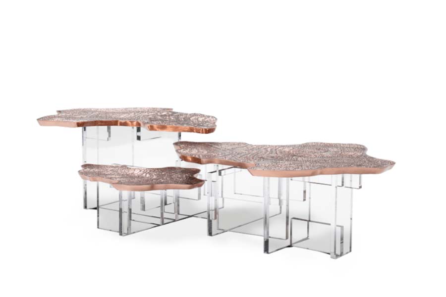Monet Copper Coffee Table - In Casted Brass With A Unique Texture Finish